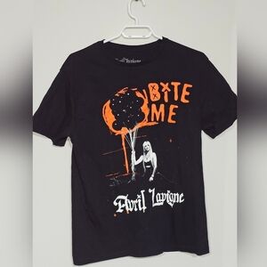Avril Lavigne Bite Me Tour European Date Black Tee Shirt Size M